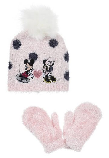 DISNEY MINNIE MOUSE Bommelmütze Mädchen Kinder Winter-Set 2 tlg. Mütze & Handschuhe SET mehr Exklusive Angebote