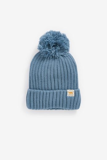 NEXT Bommelmütze Gerippte Strickmütze mit Bommel 1-St mehr Super Sparpreis