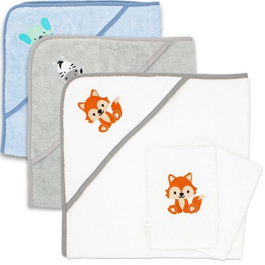 BABYKAJO Kapuzenhandtuch Frottee (1, 1-St), Kuschliges Baby Handtuch mit Waschlappen mehr Zeitbegrenzte Promotion