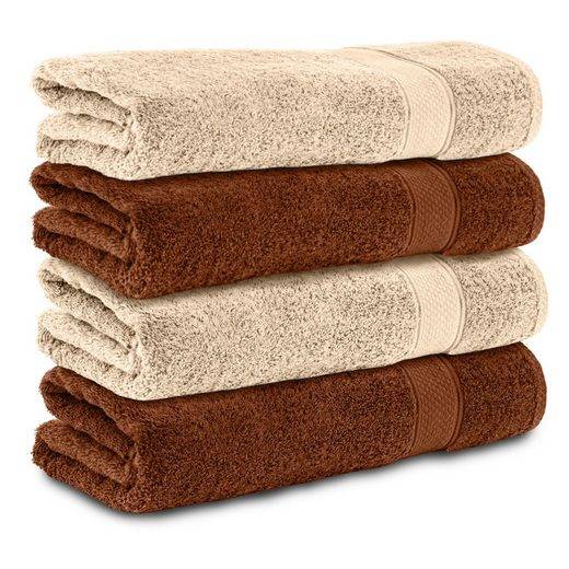 KOMFORTEC Badetücher 100% Baumwolle, 470 g/m² Frottee (4-St), Handtücher 70x140 cm Set, Weich mehr Begrenzt auf 3 Tage