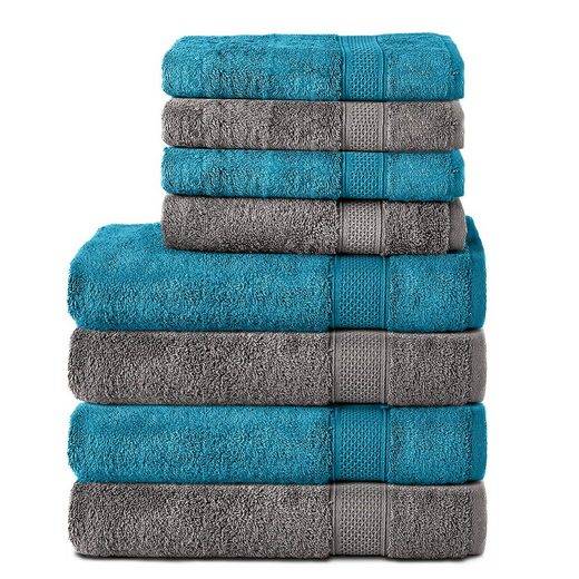 KOMFORTEC Handtuch Set 100% Baumwolle, 4 Badetücher 70x140 und 4 Handtücher 50x100 cm Frottee (Packung, 8-St), Badehandtuch & XXL Saunatuch, Weich, Towel, Groß mehr Fabrik Onlineshop