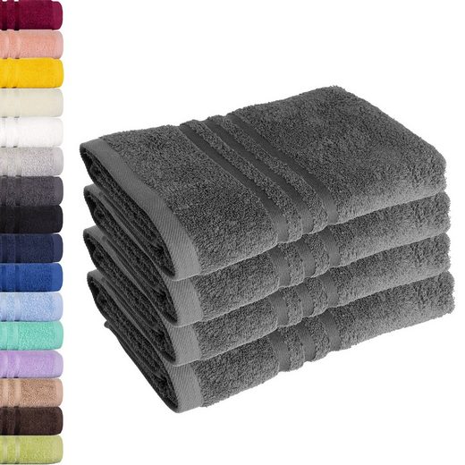 LAVEA Handtuch Elena 50x100cm aus 100% Baumwolle, fusselfreies, pflegeleichtes hautfreundliches Handtuch-Set (Set, 4-St), einzigartig weiche Frottee Handtücher für jeden Hauttyp geeignet mehr Begrenzt auf 3 Tage