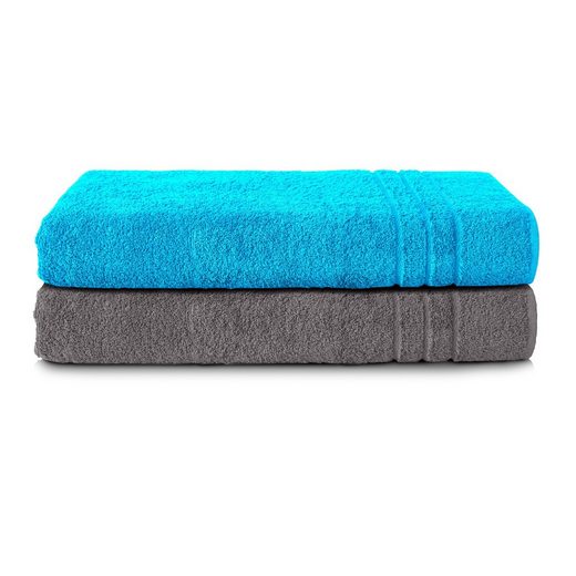 KOMFORTEC Saunatuch 80x200 cm Saunatücher Set aus 100% Baumwolle Frottee (2-St), XXL, Weich, Groß, Schnelltrocknend mehr zollfrei