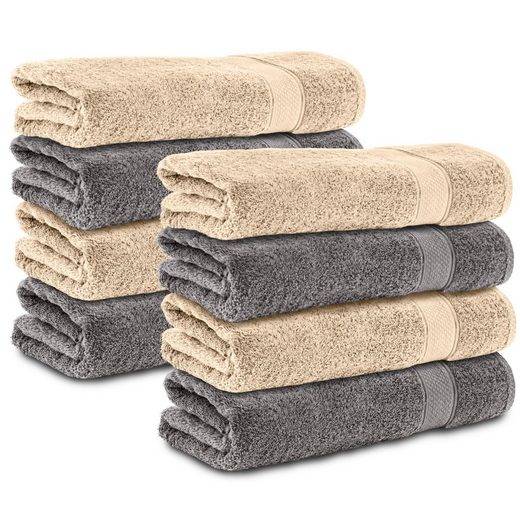 KOMFORTEC Handtücher 100% Baumwolle, 470 g/m² Frottee (8-St), Badetücher 50x100 cm Set, Weich mehr Kostenlose Rückgabe