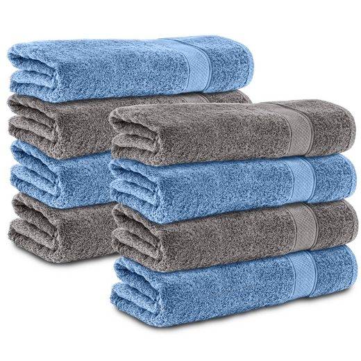 KOMFORTEC Handtücher 100% Baumwolle, 470 g/m² Frottee (8-St), Badetücher 50x100 cm Set, Weich mehr Bis zu 50% Rabatt