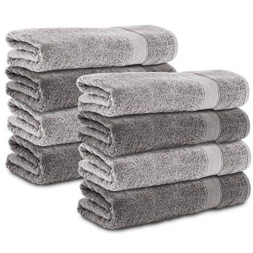 KOMFORTEC Handtücher 100% Baumwolle, 470 g/m² Frottee (8-St), Badetücher 50x100 cm Set, Weich mehr Bis zu 60% Rabatt