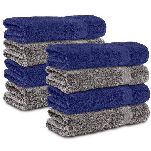 KOMFORTEC Handtücher 100% Baumwolle, 470 g/m² Frottee (8-St), Badetücher 50x100 cm Set, Weich mehr Bis zu 65% Rabatt