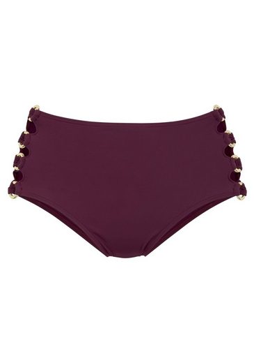 LASCANA Highwaist-Bikini-Hose Italy Goldfarbene Zierringe mehr Auslauf