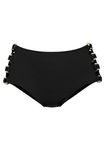LASCANA Highwaist-Bikini-Hose Italy Goldfarbene Zierringe mehr Auslauf