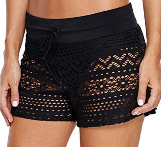 BADEKÖNIG Badeshorts Hotpants in Häkeloptik mit integrietem Badeslip mehr Im Verkauf
