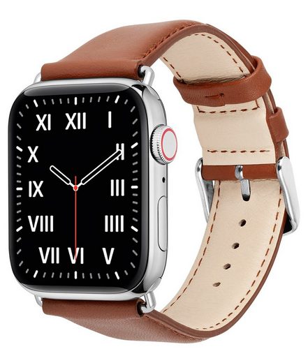 WIIUKA Smartwatch-Armband tiime Armband Leder für die Apple Watch 1-8, SE, Ultra Lederarmband Handgefertigt - Deutsches Leder, Premium Qualität mehr Exklusivangebot