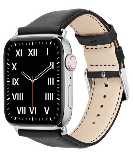 WIIUKA Smartwatch-Armband tiime Armband Leder für die Apple Watch 1-8, SE, Ultra Lederarmband Handgefertigt - Deutsches Leder, Premium Qualität mehr Exklusivangebot