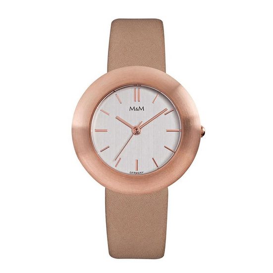 M&M Quarzuhr Armbanduhr Damen Leder Basic-M (1-tlg), Analoguhr rund mit Lederarmband, Designer Uhr, deutsche Manufaktur, inkl. edles Etui mehr Weihnachtsangebot
