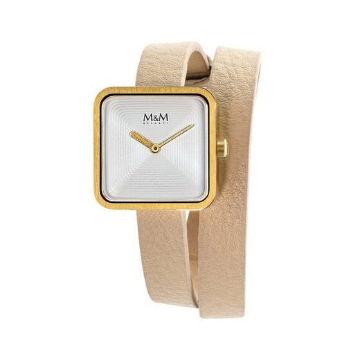 M&M Quarzuhr Armbanduhr Damen Leder Mini Square (1-tlg), Analoguhr, Damenuhr mit Lederarmband eckig, Designer Uhr, deutsche Manufaktur, inkl. edles Etui mehr Jubiläumsangebot