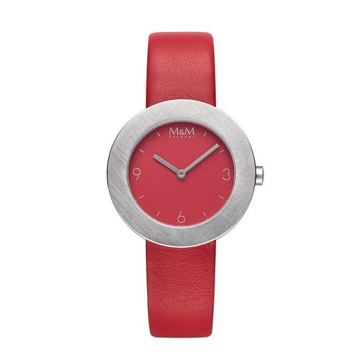 M&M Quarzuhr Armbanduhren Damen Leder Circle Line (1-tlg), Analoguhr rund mit Lederarmband, Designer Uhr, deutsche Manufaktur, inkl. edles Etui mehr Heißer Verkauf
