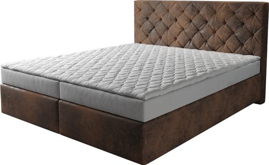 DELIFE Boxspringbett Dream-Great Mikrofaser Grau 120x200 cm mit Matratze und Topper mehr Begrenzt auf 3 Tage