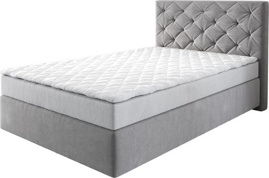 DELIFE Boxspringbett Dream-Great Mikrofaser Grau 120x200 cm mit Matratze und Topper mehr Begrenzt auf 3 Tage