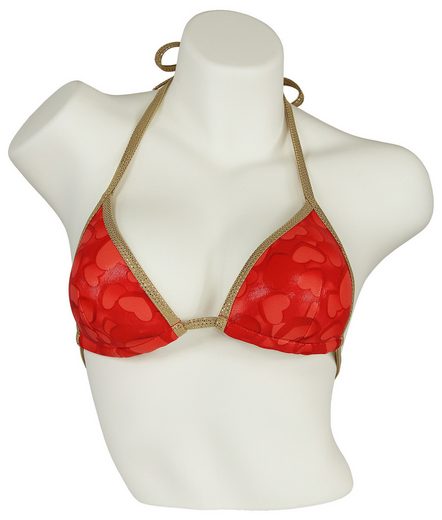 MISS BEACH Triangel-Bikini-Top wattiert Glanz-Optik mit Herz-Print, Vorgeformtes Bikini-Oberteil mehr Outlet