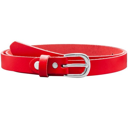 COLOGNEBELT Ledergürtel A8-SL Ledergürtel in Rot - 2 cm Breit - mit silberner abgerundeter Gürtelschließe - modern, leger, klassisch mehr Großer Ausverkauf