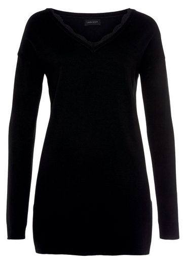 LAURA SCOTT Strickpullover mit Spitzen am Ausschnitt mehr Begrenztes Angebot