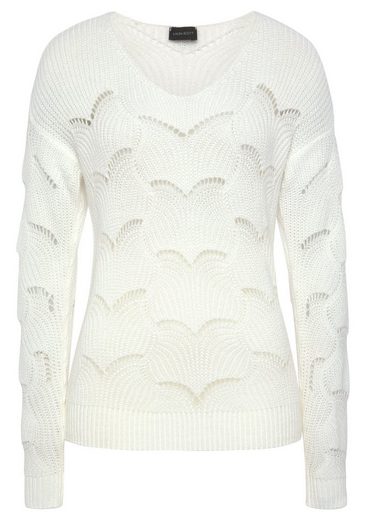 LAURA SCOTT V-Ausschnitt-Pullover mit modischem Strickmuster - NEUE FARBEN mehr Blitzangebot