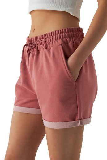 SMITH & SOLO Sweatshorts Kurze Hose Damen Shorts (1-tlg) Lycra, Baumwolle, umschlagene Beinsaum mehr Räumungsverkauf