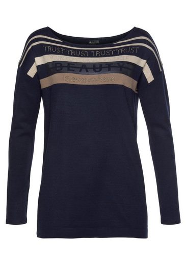 LAURA SCOTT Strickpullover in Streifen-Design mit Glitzersteinen mehr Online