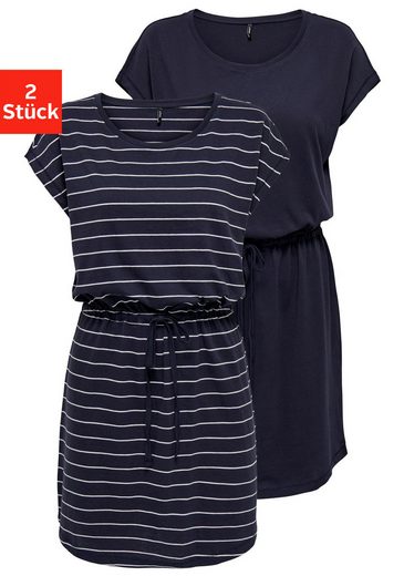 ONLY Shirtkleid ONLMAY LIFE S/S DRESS 2 PACK CS JRS (2er-Pack) flexibel taillierbar für individuelle Passform mehr Große Rabatte