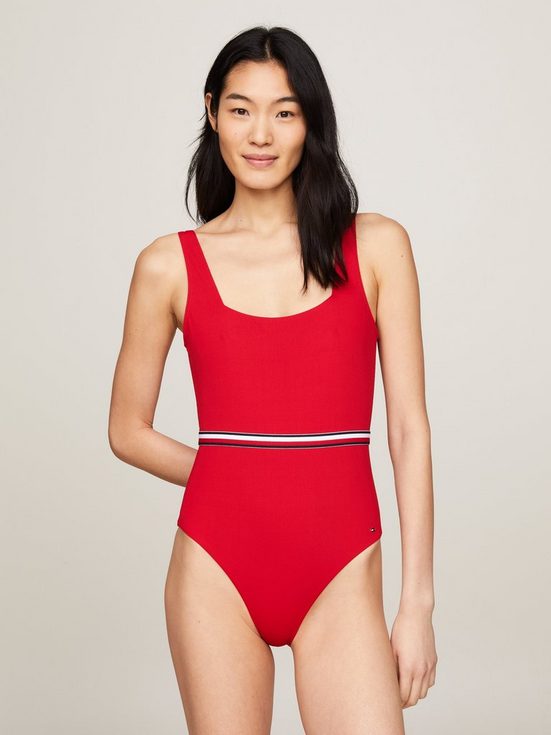 TOMMY HILFIGER SWIMWEAR Badeanzug SQUARE NECK ONE PIECE mit Logo-Stretchband mehr Exklusivangebot