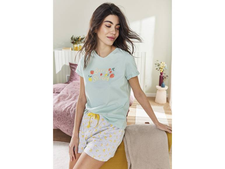 esmara® Damen Schlafhose, kurz, mit Zierknopfleiste Fabrikladen