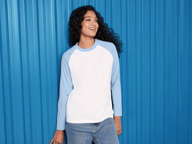 esmara® Damen Langarmshirt aus reiner Baumwolle Fabrikverkauf