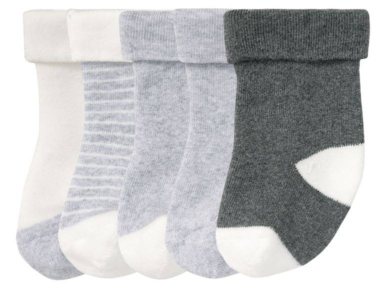 lupilu® Baby Thermo-Socken, 5 Paar, mit hohem Baumwollanteil, weiß/grau Flash Sale