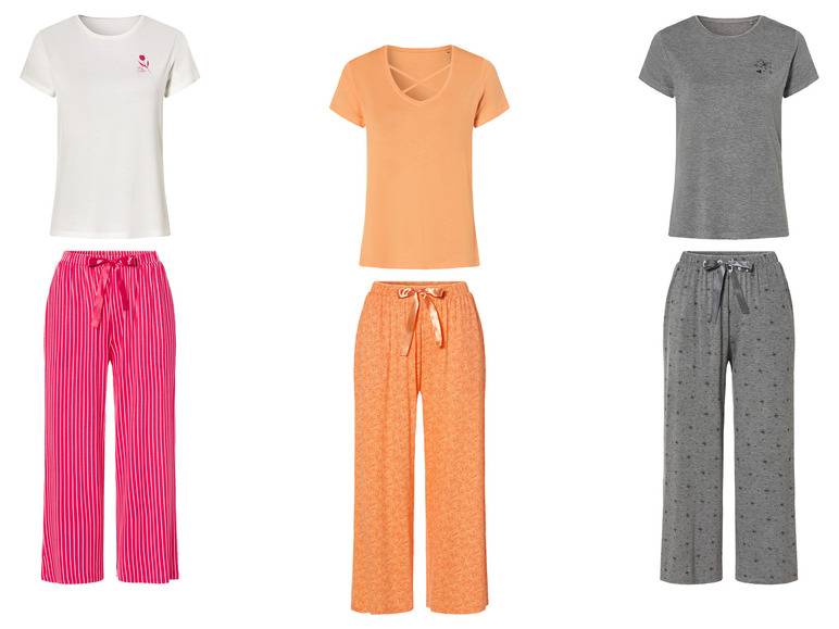 esmara® Damen Pyjama in moderner 7/8-Culotte-Passform Weihnachtsangebot