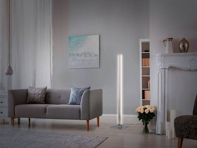 LIVARNO home LED-Stehleuchte in Mattnickel-Optik Im Verkauf