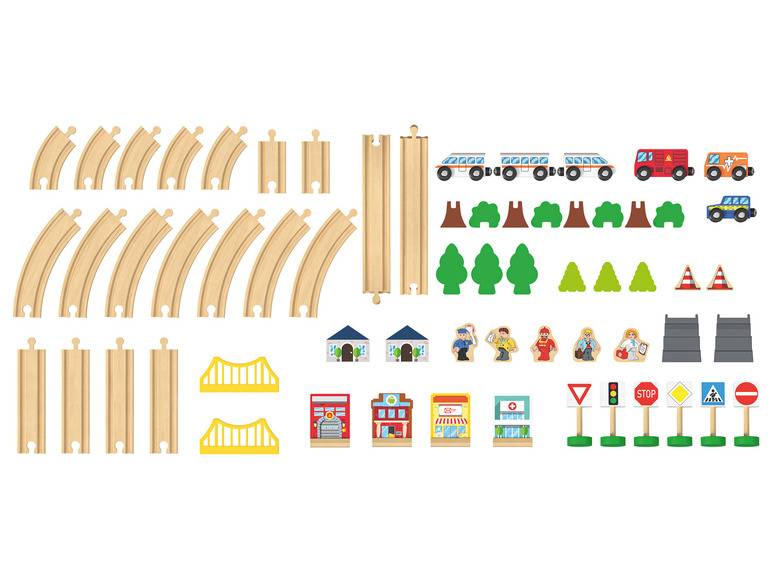 Playtive Holzeisenbahn-Set Stadt / Bauernhof, 57-teilig Verkauf