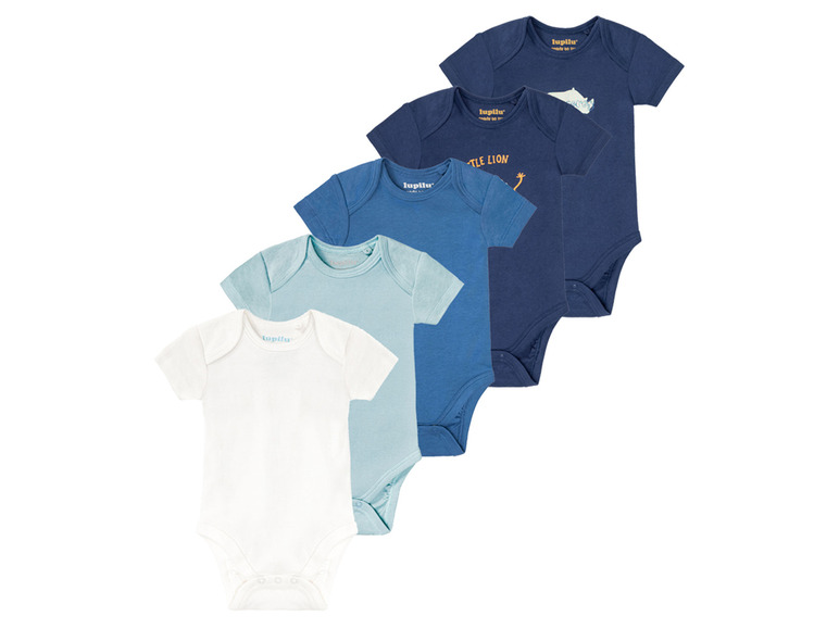 lupilu® Baby Body, 5er Set, kurzarm, reine Bio-Baumwolle im Angebot