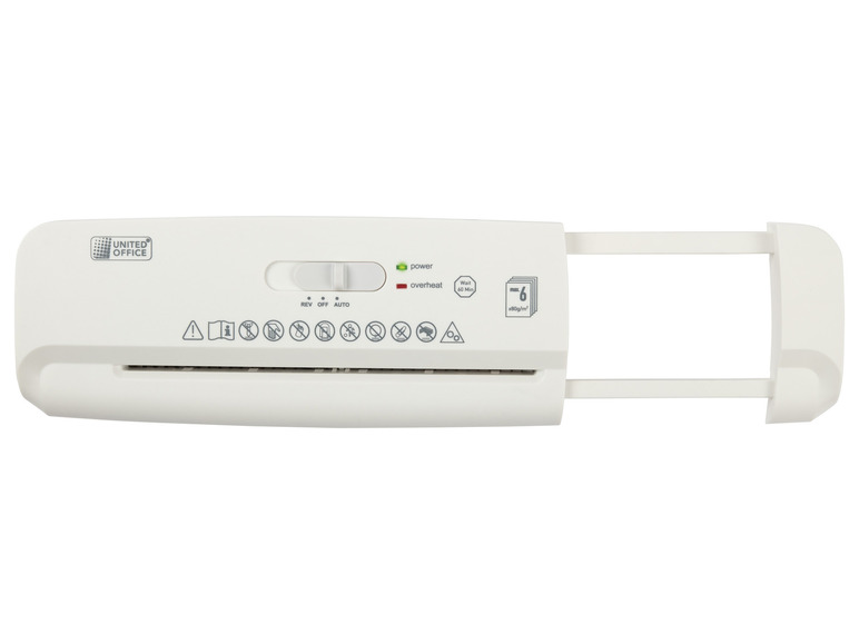 UNITED OFFICE® Aktenvernichter-Papierkorbaufsatz, 6 Blatt A4, mit ausziehbarem Teleskoparm Saisonale Angebote