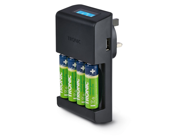 TRONIC® Akku Ladegerät mit LCD Ladeanzeige Kauf eins, bekomm eins gratis