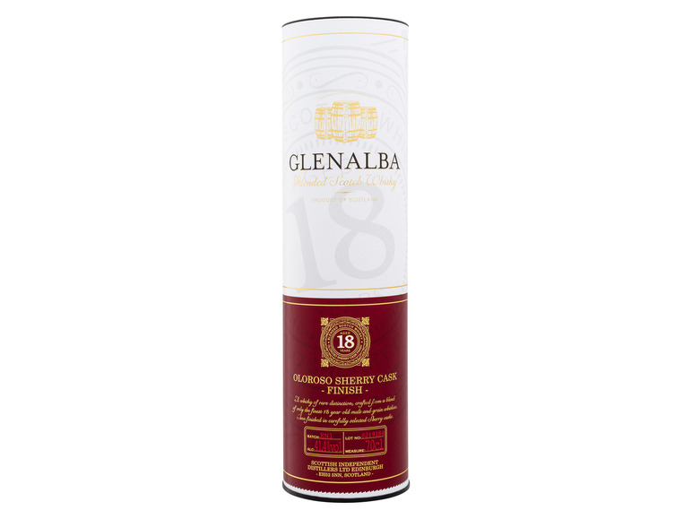 Glenalba Blended Scotch Whisky 18 Jahre Sherry Cask Finish mit Geschenkbox 41,4% Vol Begrenztes Angebot
