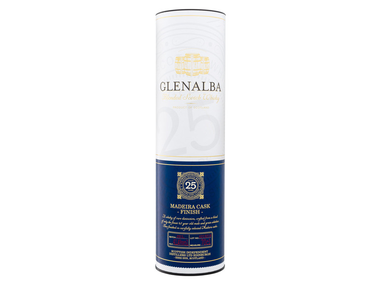 Glenalba Blended Scotch Whisky 25 Jahre Madeira Cask Finish mit Geschenkbox 41,4% Vol Cyber Monday
