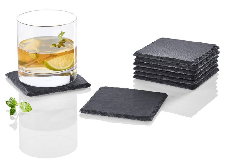 LIVARNO home Schiefer-Servierplatten / Schiefer-Untersetzer, mit Antirutsch-Füßen Zeitbegrenzte Promotion