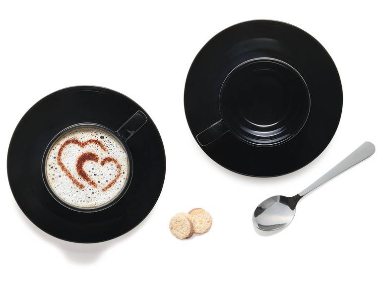 ERNESTO® 2er Set Tassen mit Untertasse, aus hochwertigem Porzellan Top Angebot