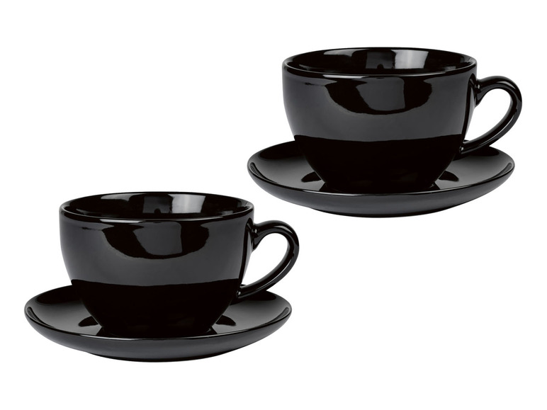 ERNESTO® 2er Set Tassen mit Untertasse, aus hochwertigem Porzellan Top Angebot