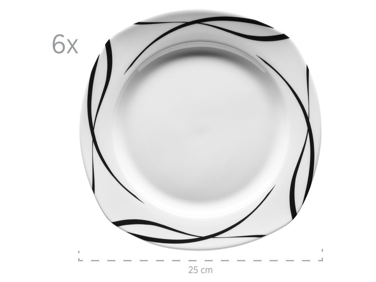 MÄSER Serie Oslo, 12-teiliges Teller-Set, klassisch, zeitlos, elegant, Porzellan, schwarz-weiß Neuheiten