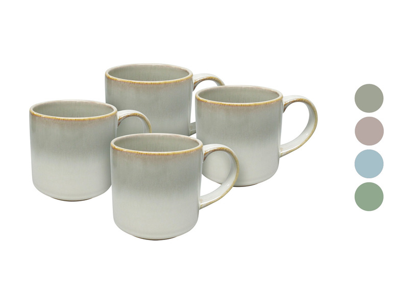 vanWell Kaffeebecher 4erSet 38cl mit Farbglasur Steingut Räumungsverkauf