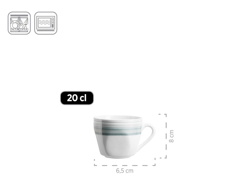 MÄSER Serie Enni, Kombiservice 30 teilig, weißes Geschirr-Set mit blauem Muster, Teller, Kaffeetasse, Dessertteller für 6 Personen Exklusive Angebote