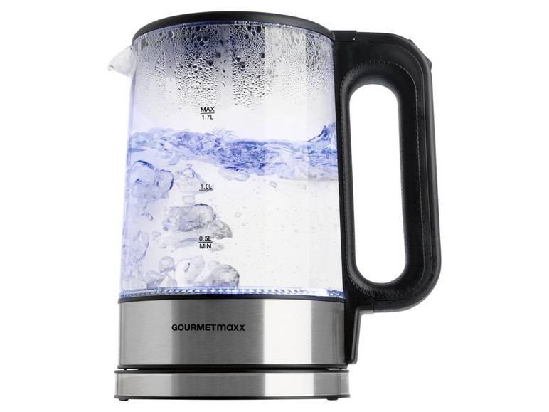 GOURMETmaxx Glas-Wasserkocher, 1,7 l, kabellos, LED Riesige Ersparnisse