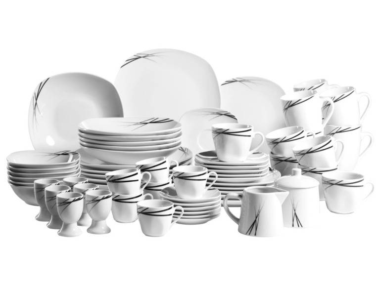 MÄSER Geschirr-Set »Linea Nera«, weiß/schwarz, 62-teilig im Angebot