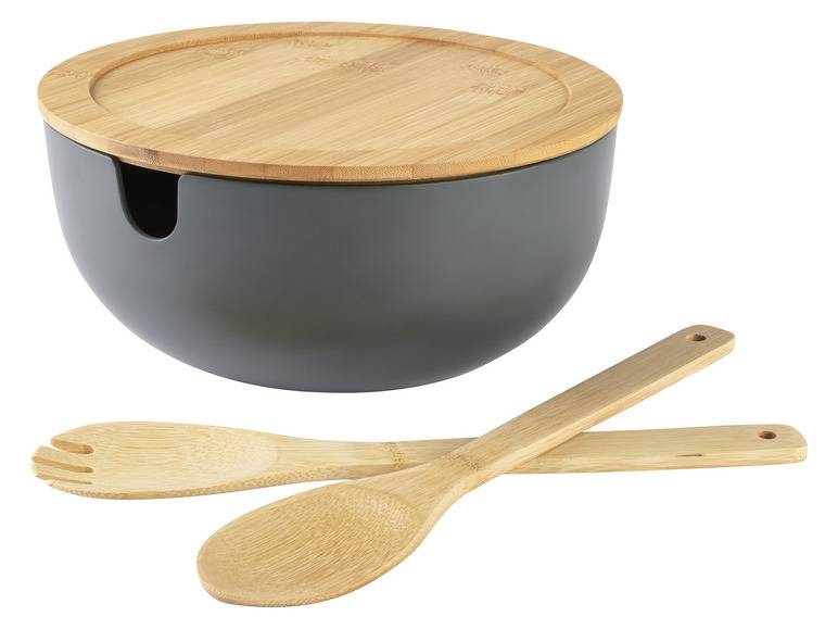 ERNESTO® Salatschüssel-Set, mit Bambus-Deckel, 4-teilig Super Sparpreis