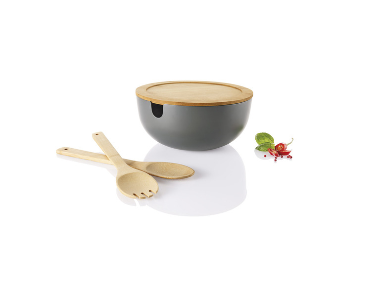 ERNESTO® Salatschüssel-Set, mit Bambus-Deckel, 4-teilig Super Sparpreis